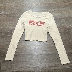 Cream Long Sleeve Graphic Top